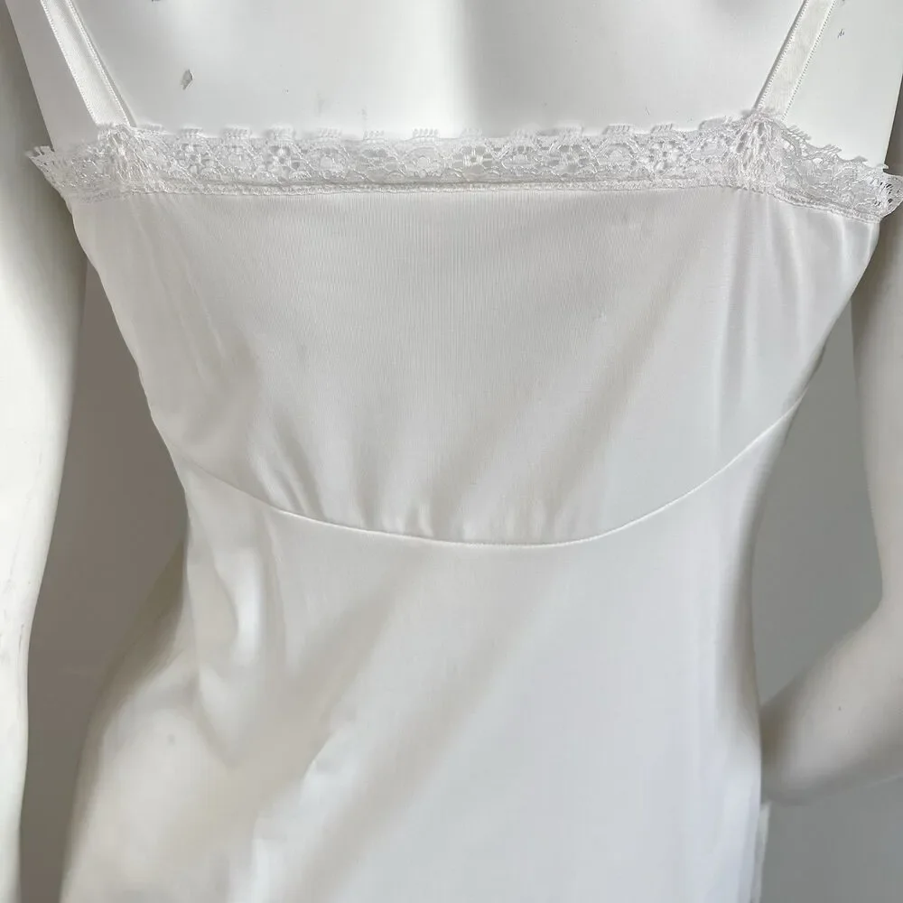 Vintage Vanity Fair Slip Dress Nylon Silky Lace Trim Size 34 Boho Fairy Romantic